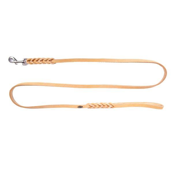 Povodec iz mehkega usnja s pletenim ročajem