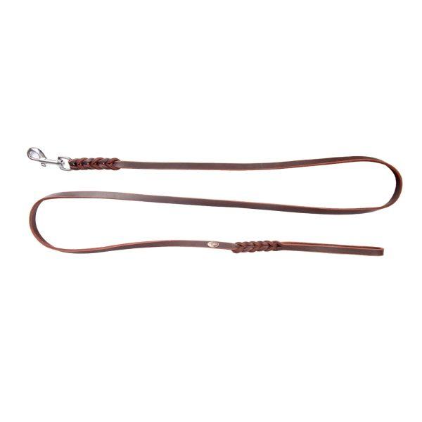 Povodec iz mehkega usnja s pletenim ročajem