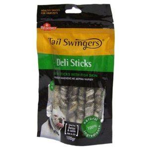 TailSwingers Deli Sticks priboljšek za pse - surova koža ovita v ribjo kožo