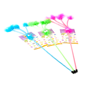 Alternative view of Mačja igrača - igralna palica s puhastimi antenami