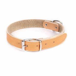 Usnjena ovratnica STANDARD podložena s filcem NATUR