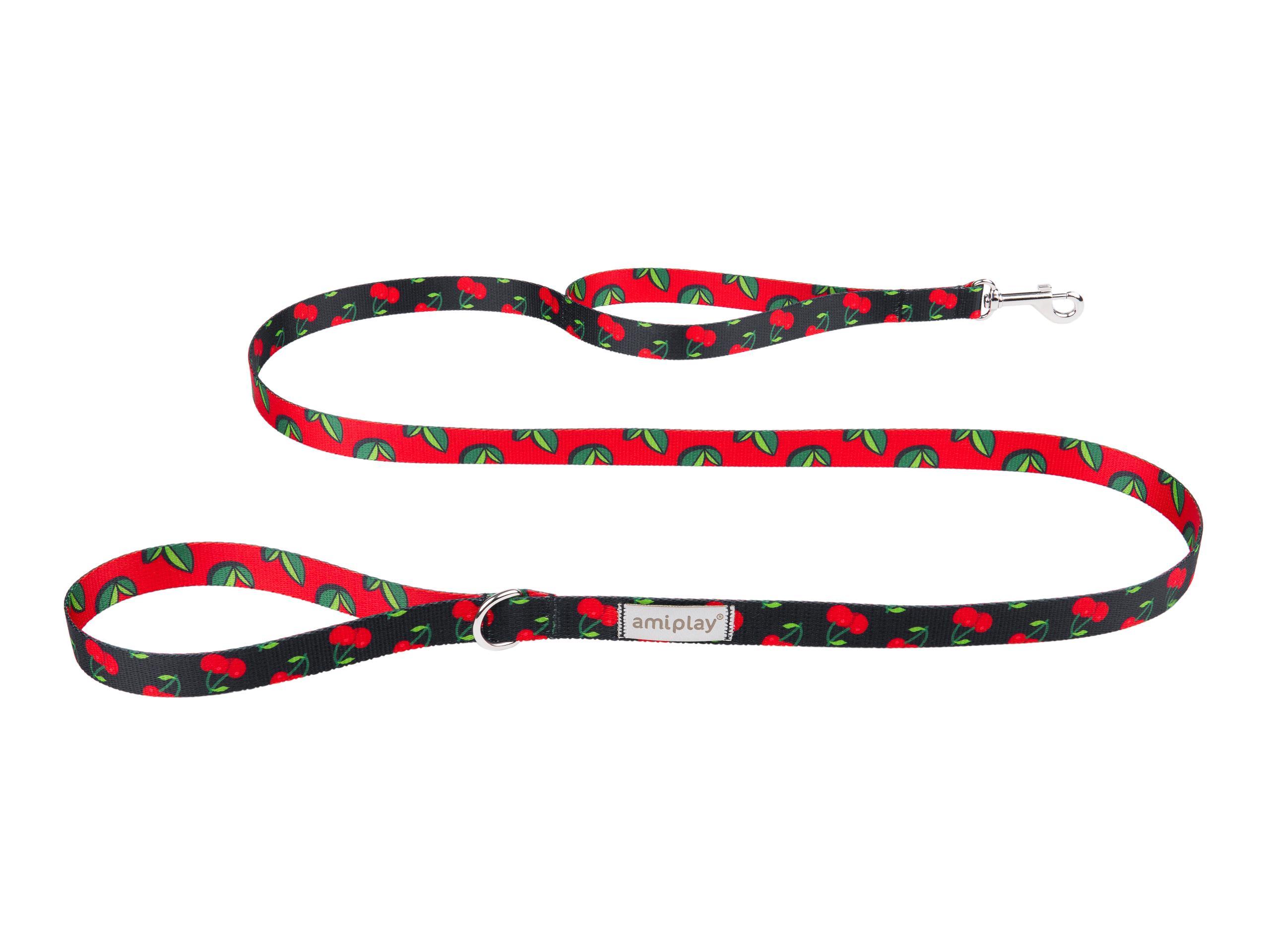 amiplay_BeHappy_Leash_Cherry_01 povodec za psa