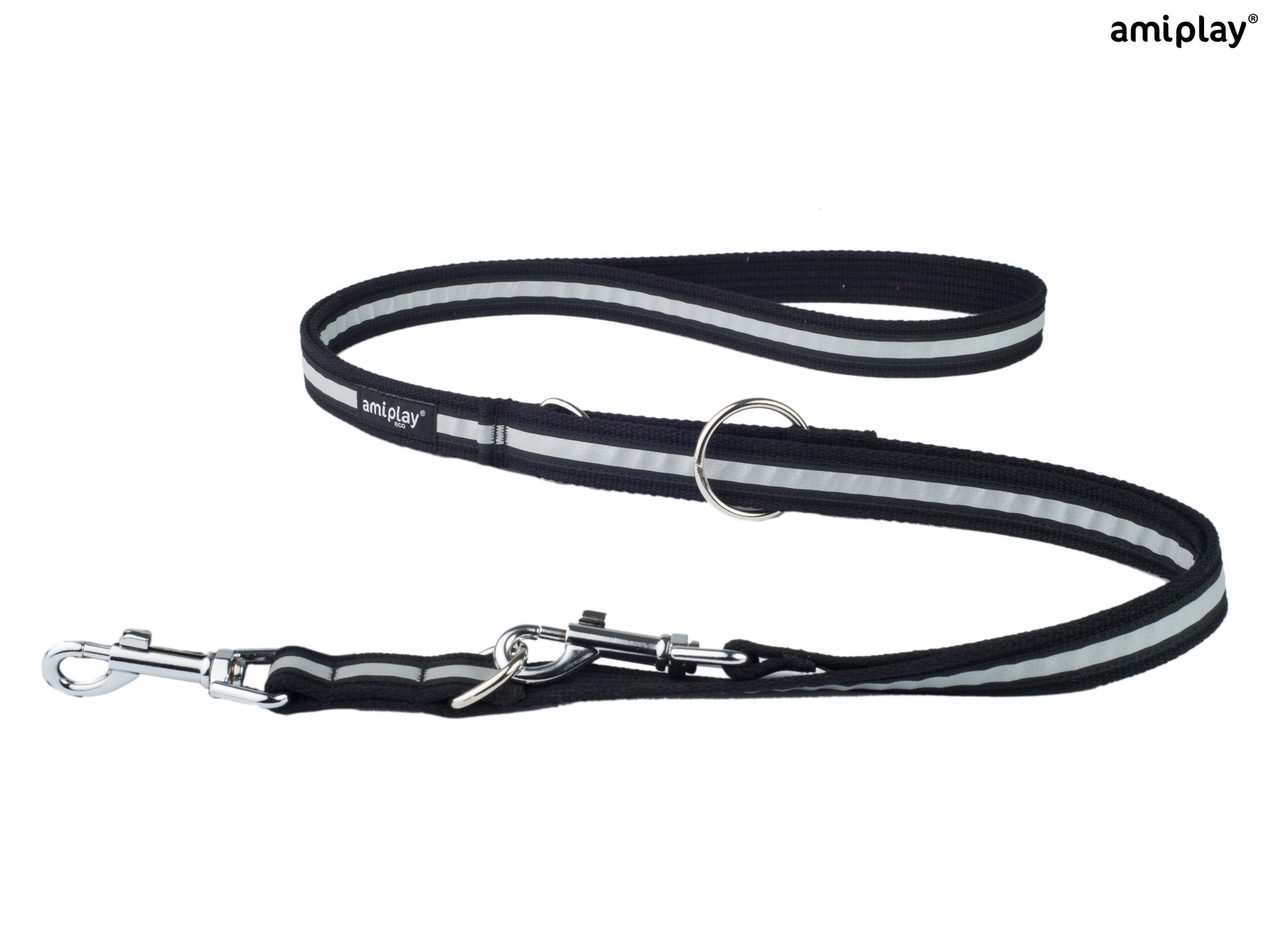 amiplay_Cotton_shine_Adjustable_leash_6in1_Black_01 Nastavljiv povodec 6 v 1 Cotton Shine