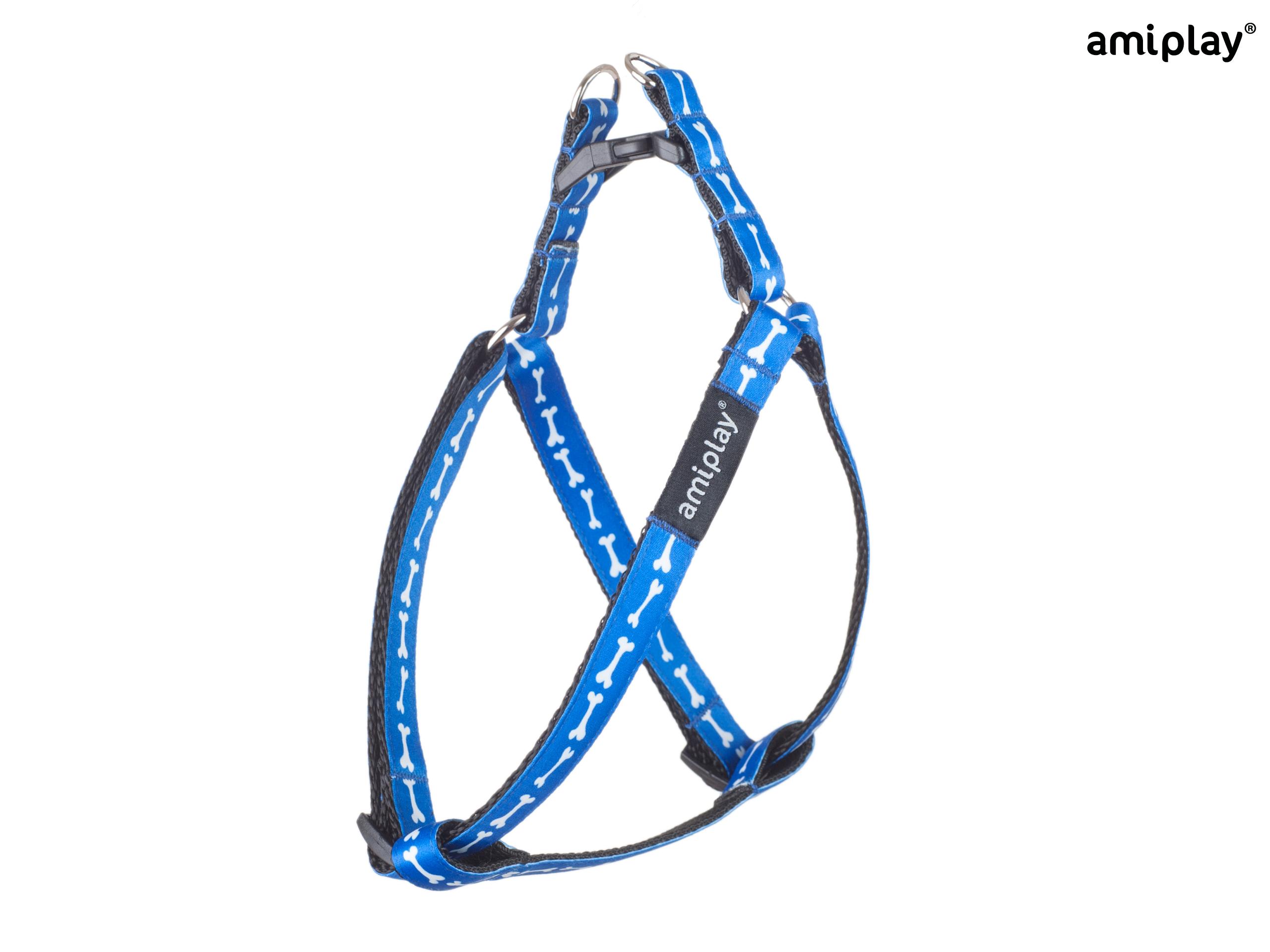 amiplay_Joy_Adjustable_harness_Blue_Bones_01 Nastavljiva oprsnica Joy