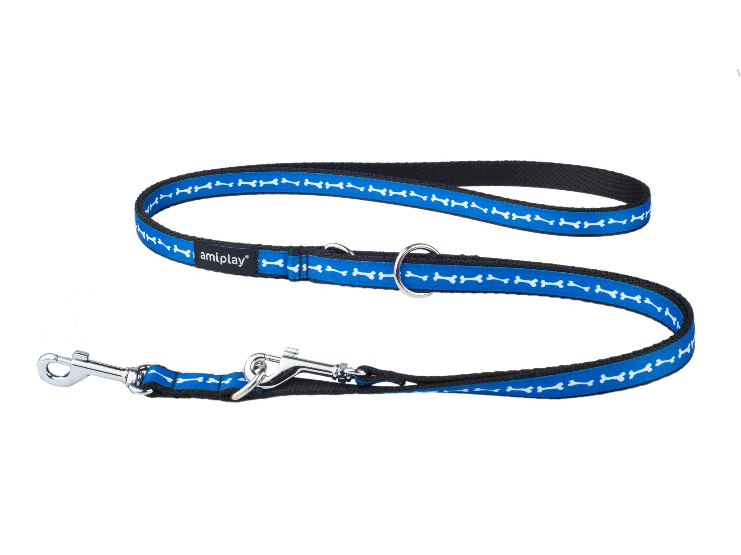 amiplay_Joy_Adjustable_leash_6in1_Blue_Bones_01 Nastavljiv povodec 6 v 1 Joy