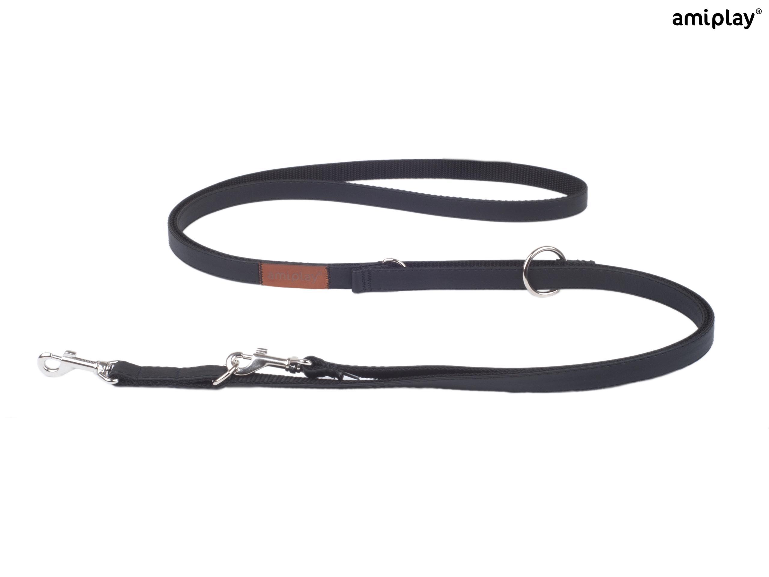 amiplay_Lincoln_Adjustable_leash_6in1_Black_01 nastavljiv povodec