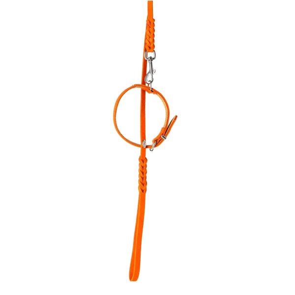 Povodec iz PREMIUM mehkega usnja s pletenim ročajem