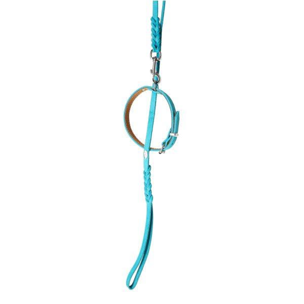 Povodec iz PREMIUM mehkega usnja s pletenim ročajem