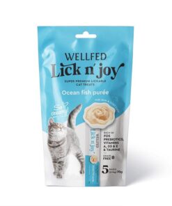 WELLFED Lick 'N Joy priboljšek za mačke kremast pire z ribo (5x14g) 70g
