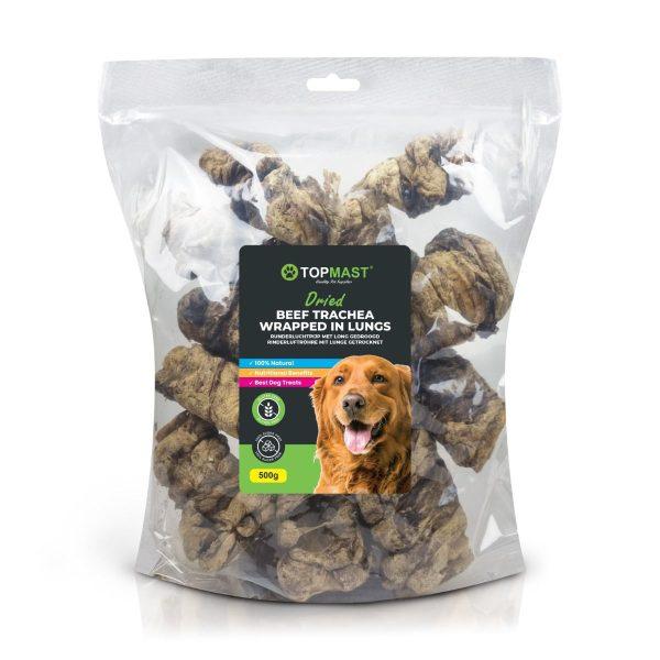 Pasji priboljšek posušen goveji sapnik ovit v meso pljuč 500g